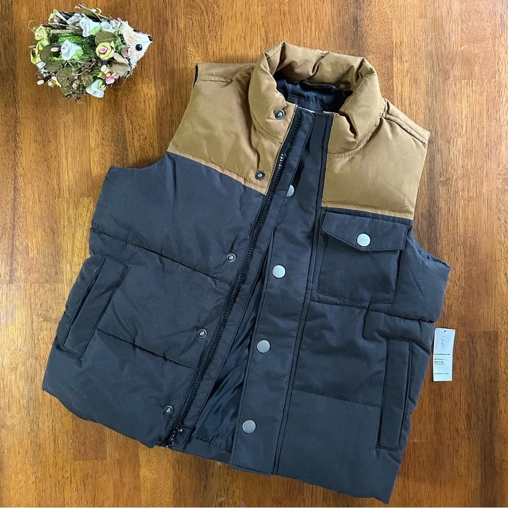 Puffer Vest | Boys Size 6-7 (S) | Brown & Soft Black Colorblock | NEW with Tags! - Picture 10 of 10